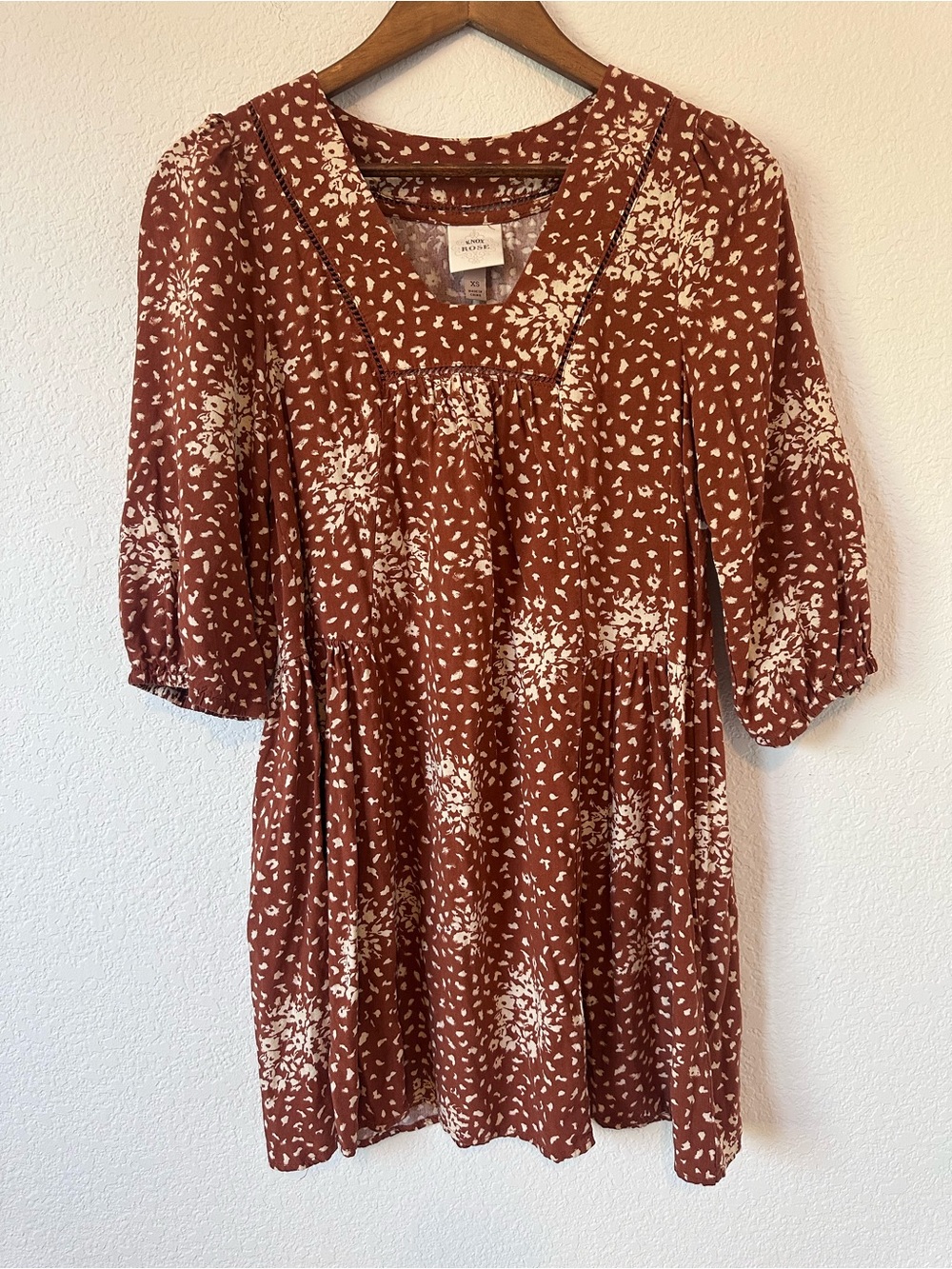 Knox Rose Rust Mini Dress with Cream Floral Print
